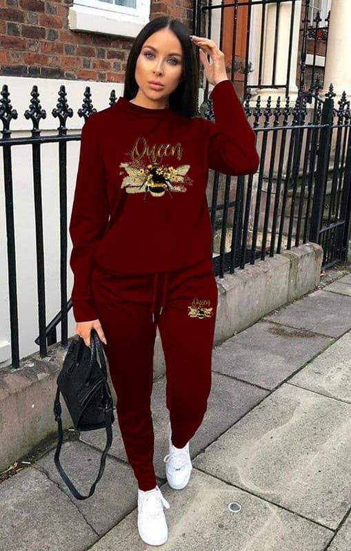 Women's fashionable printed leisure sports suit