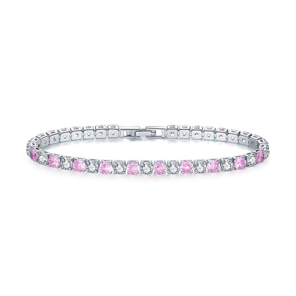 Bracelet en zircon à une rangée de diamants ronds de 4 mm, style tennis, bijou hip-hop à bordure croisée.