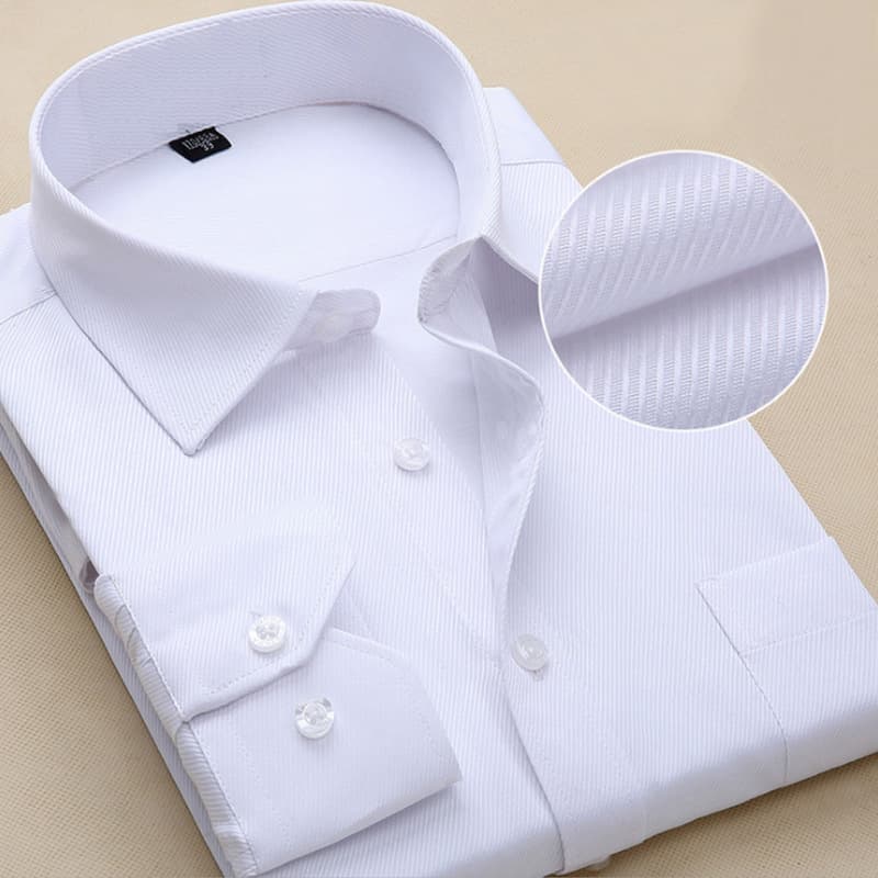 Man's clothing Professional shirt Business man Long sleeve loose solid color striped slim black shirt man