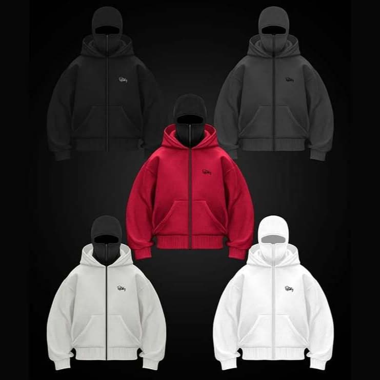 Men's Clothing Fashion Brand Double Hat Gangster Design Hooded Zipper Cardigan Sweatshirt Couple Style Windproof High Street Jacket