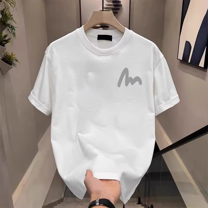 Men's Clothing Cotton Short Sleeved High End Handsome T Shirt Round Neck Spring Half Sleeved