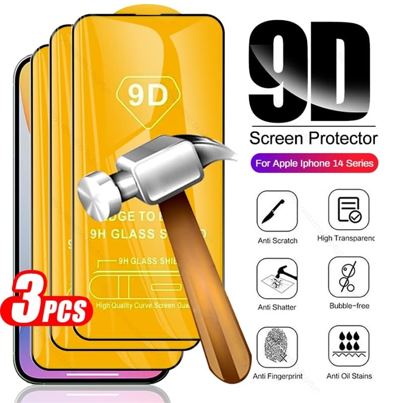 3PCS 9D Full Glue Tempered Glass For Iphone14 Iphone 14 Pro Max Screen Protectors Safety Glass On I Phone 14x ProMax Pho