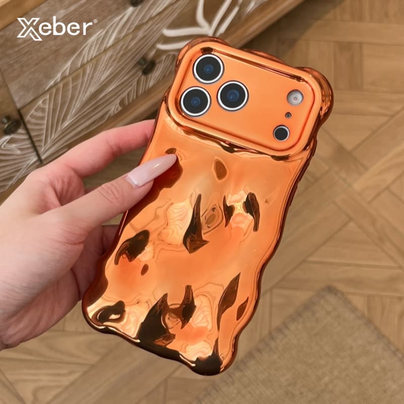 Luxury Plating Wrinkle Wavy Curly Case For Iphone 17 16 15 14 13 12 Pro Max Plus Air 3D Unevenness Soft Camera
