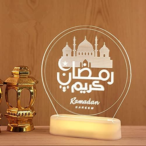 EID Mubarak LED Night Light Romantic Table Lamp Muslim Decoration Fairy Ramadan Luminous Sesame Oil Lamp Decor Light For Holiday Wedding Islamic Festival