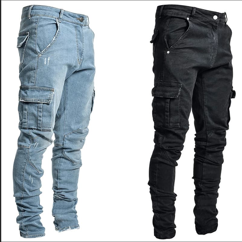 New Style Side Pockets, Small Feet, Tight Fitting Jeans, Men's