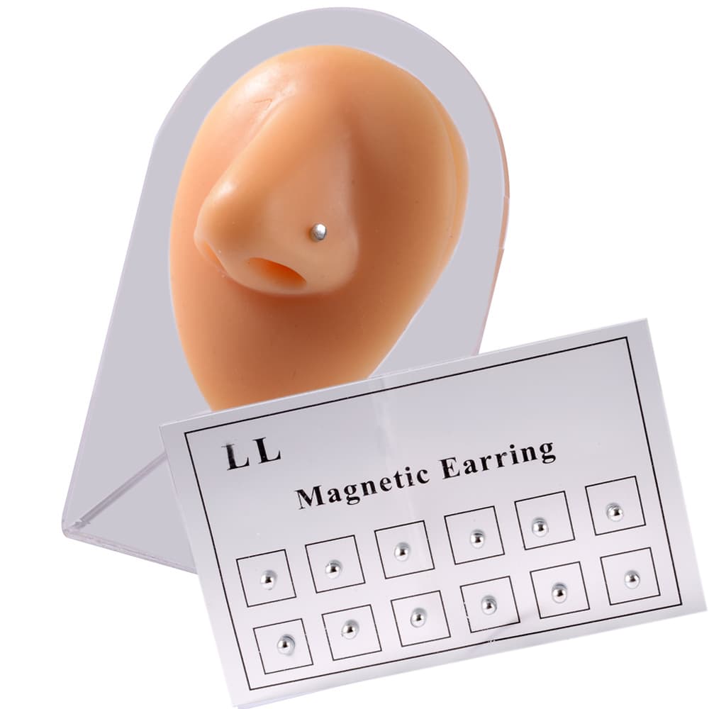12PCS/Card Non Pierced Magnet Ear Tragus Cartilage Lip Labret Stud Nose Ring Jewelry Magnetic Earring