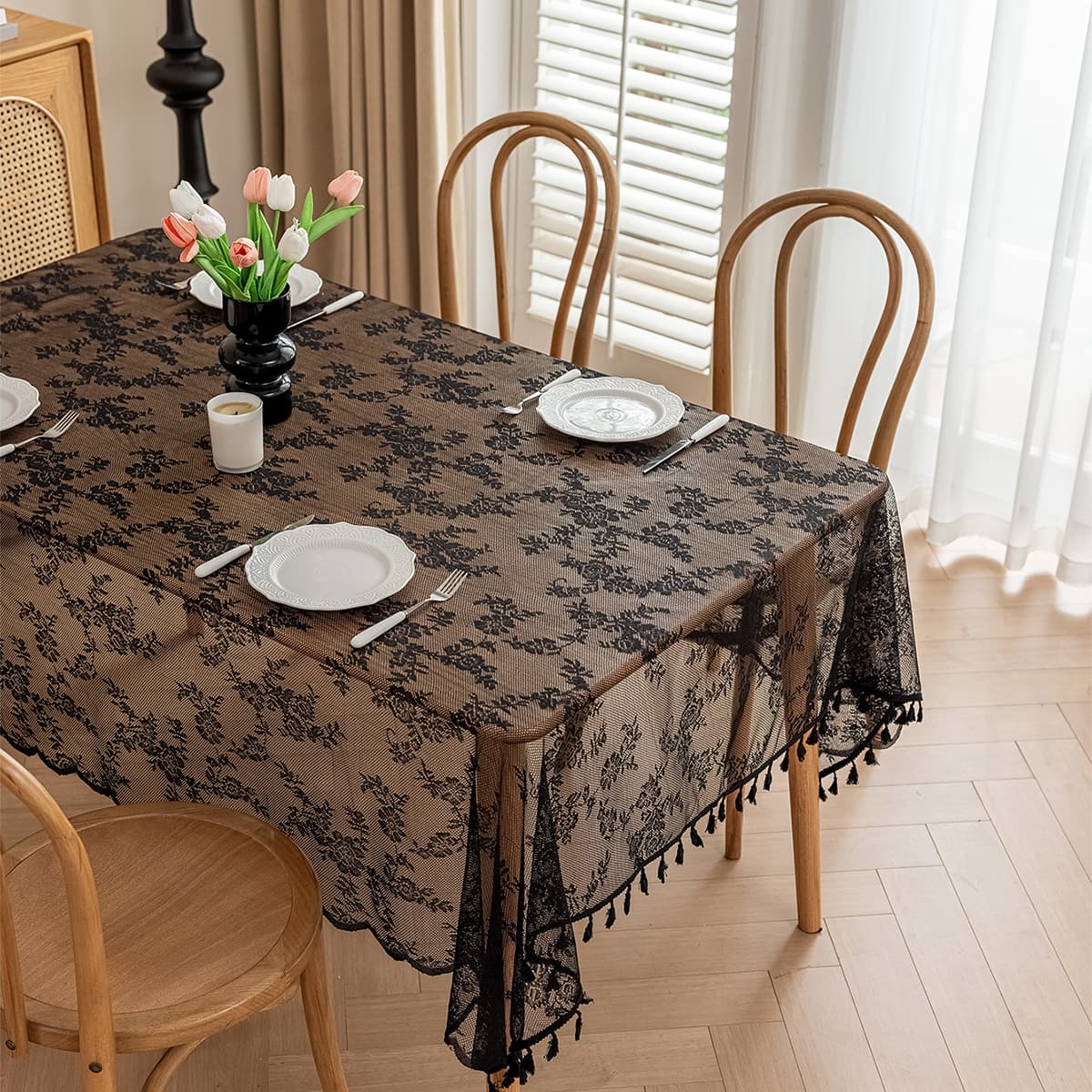 Lace Tassel Tablecloth Household Rectangular Tablecloth Decoration