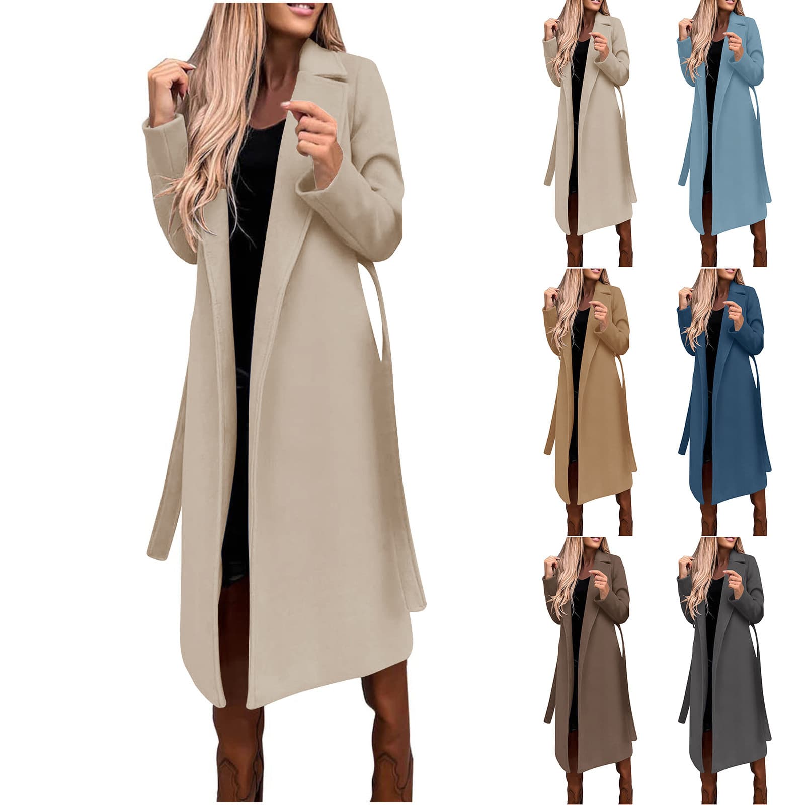 Women's Clothing Casual Long Solid Color Warm Coat New Wool