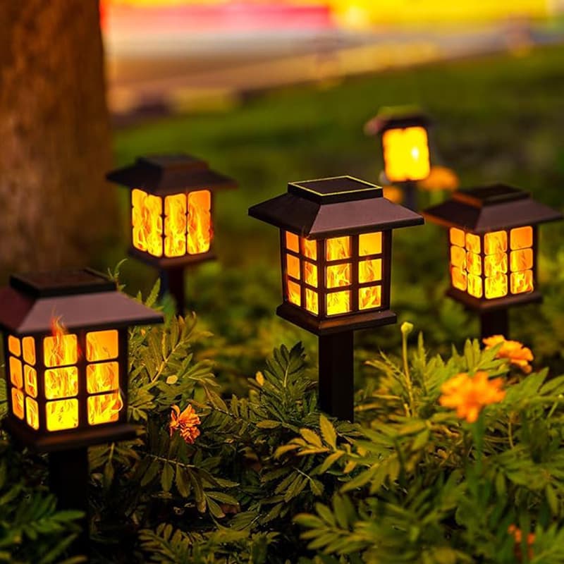 1 PC Solar LED Flame Flickering Garden Lights – Waterproof Outdoor Fairy House Lanterns For Yard, Patio, Pathway (Warm White Glow CE Certified)​