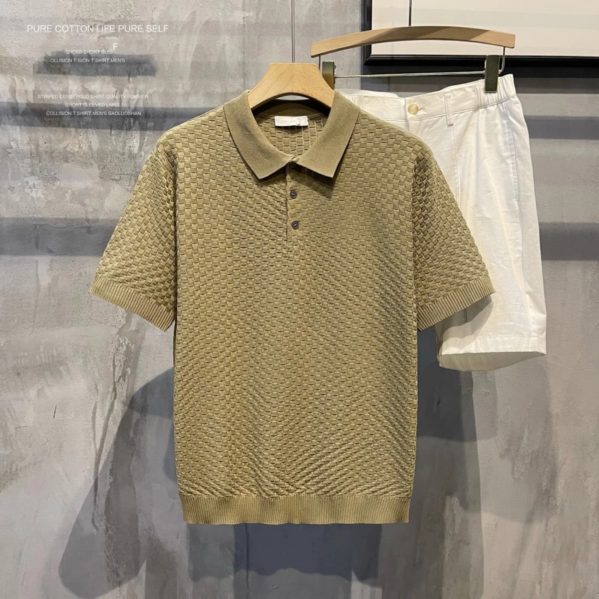 Men's Summer Casual Fashion Solid Color Polo Shirt Short Sleeve Collared Top Knitted Thin New Style