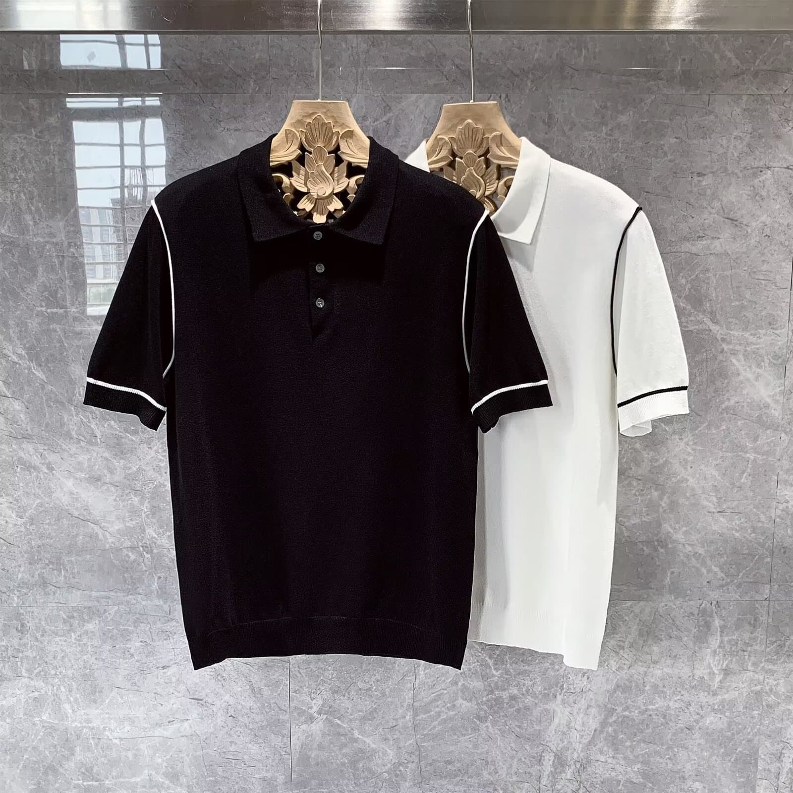Men's Clothing 2024 new POLO shirt lapel beads short sleeves men's casual all match solid color slim Paul casual handsome top