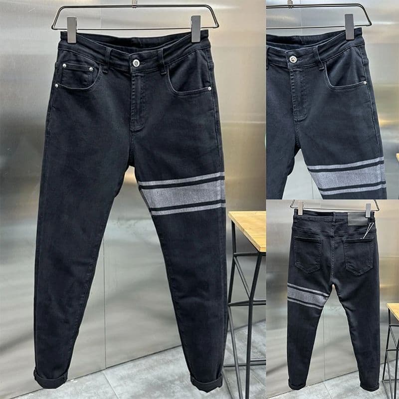 Men's Clothing High End Stretch Black Jeans Men's Autumn And Winter New Slim Pants Men's Youth Slim Long Pants