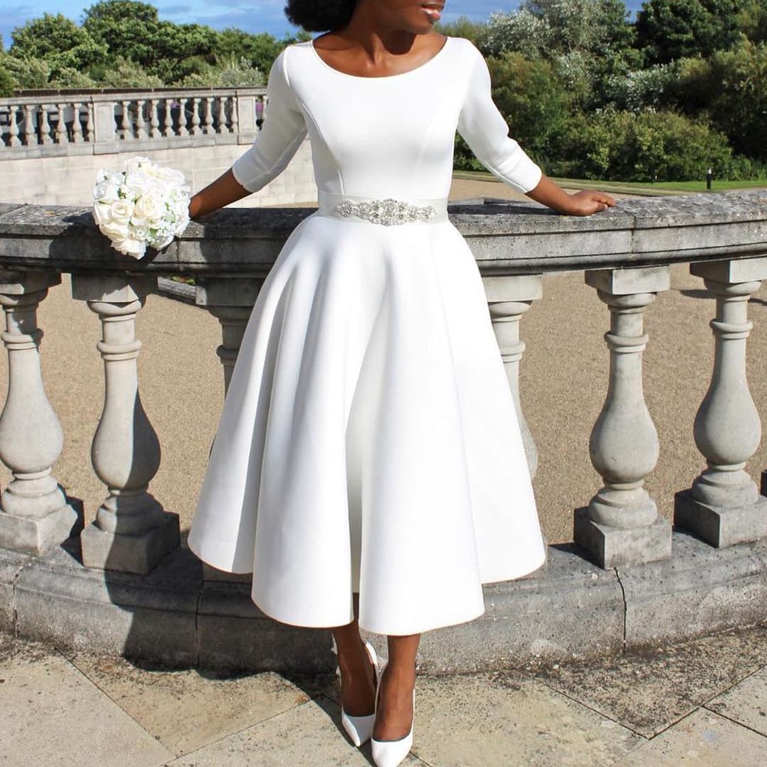 Women's solid color large swing skirt temperament evening dress skirt
