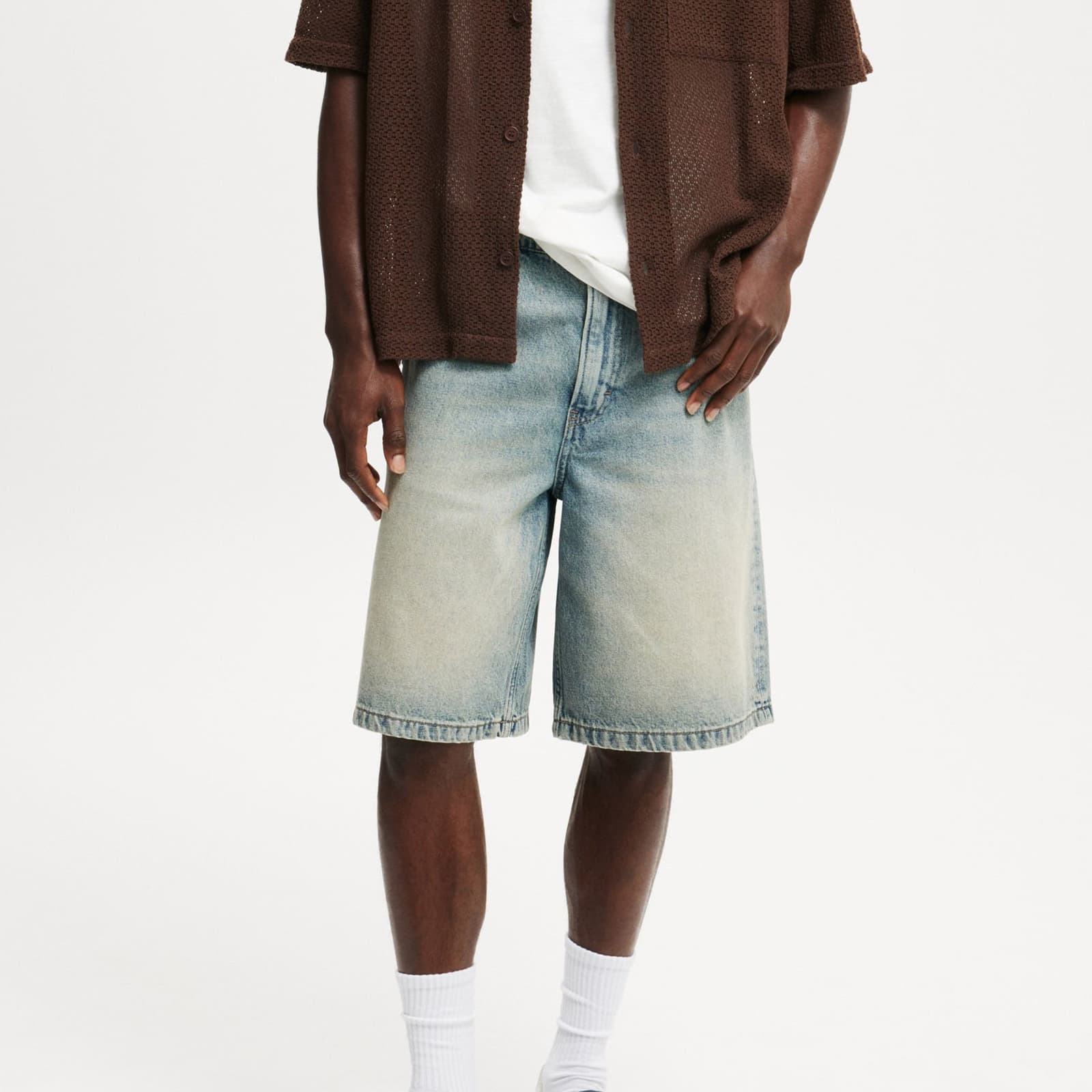 2025 Casual Knee Length Denim Shorts For Men, Fashionable, High Waist, Loose Fit, Baggy Jeans Shorts For Summer, Daily Streetwear