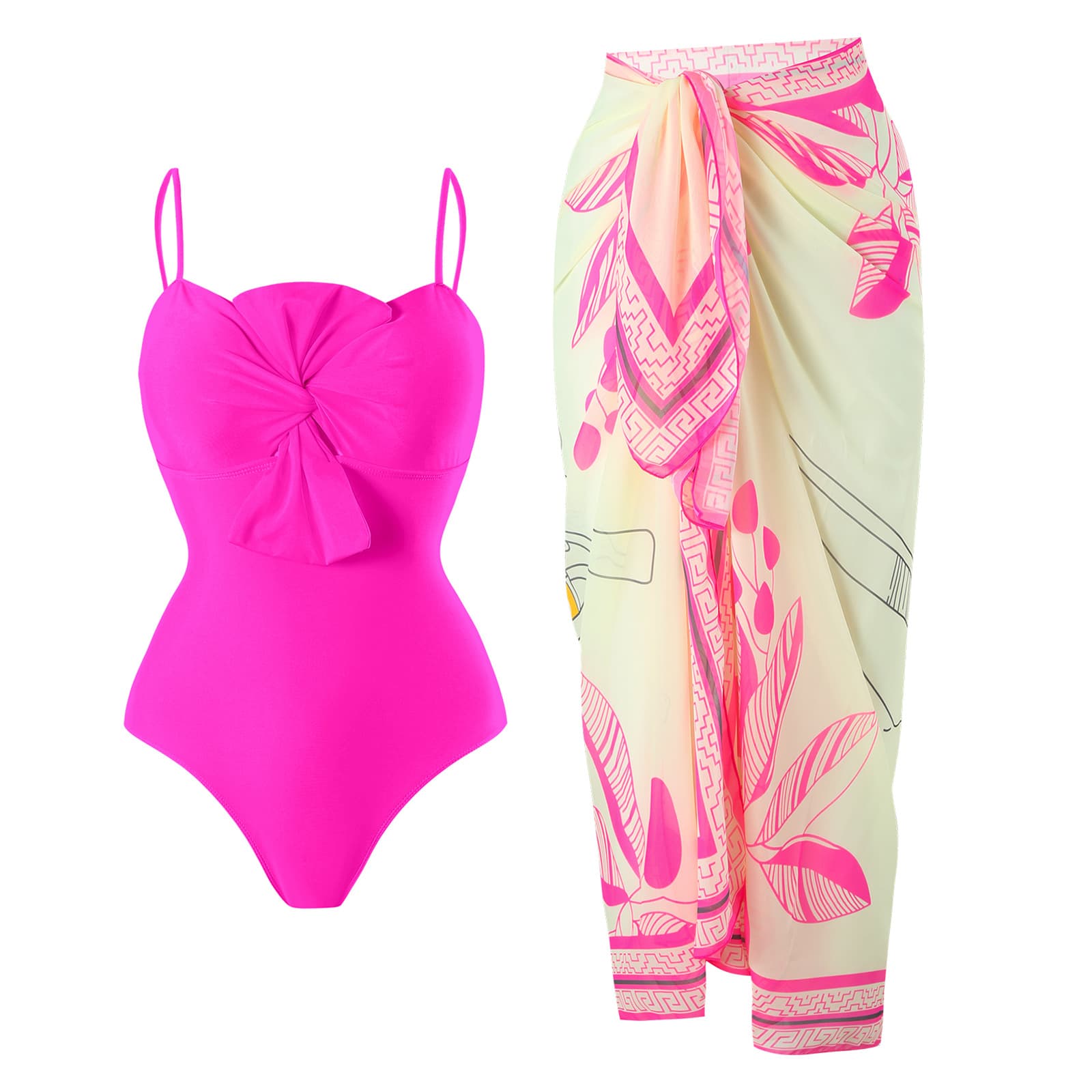 Women's Clothing New Solid Color One Piece Swimsuit Female Retro Belly Covering Slim Swimsuit Suit