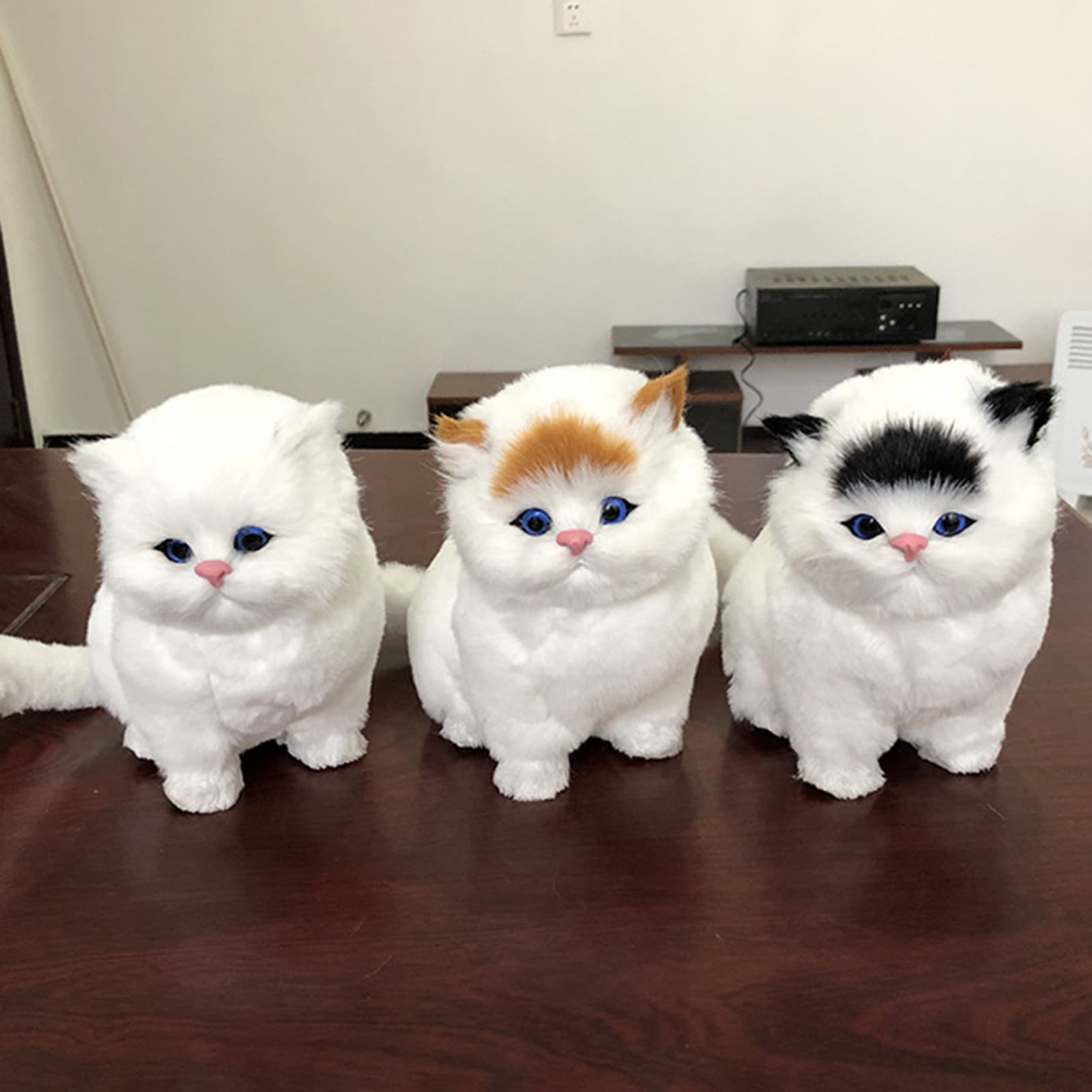 Animal Simulation Cat Vocal Toy Children Gift Plush Stuffed Doll Home Ornament