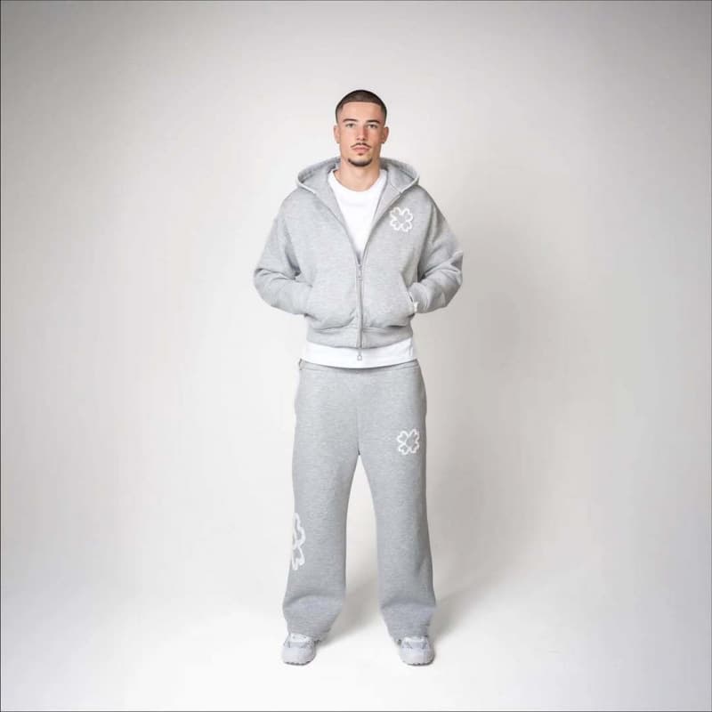 Vintage-Inspired Unisex Hooded Zip-Up Fleece Sweatshirt & Jogger Set - Casual Streetwear For Men & Women​