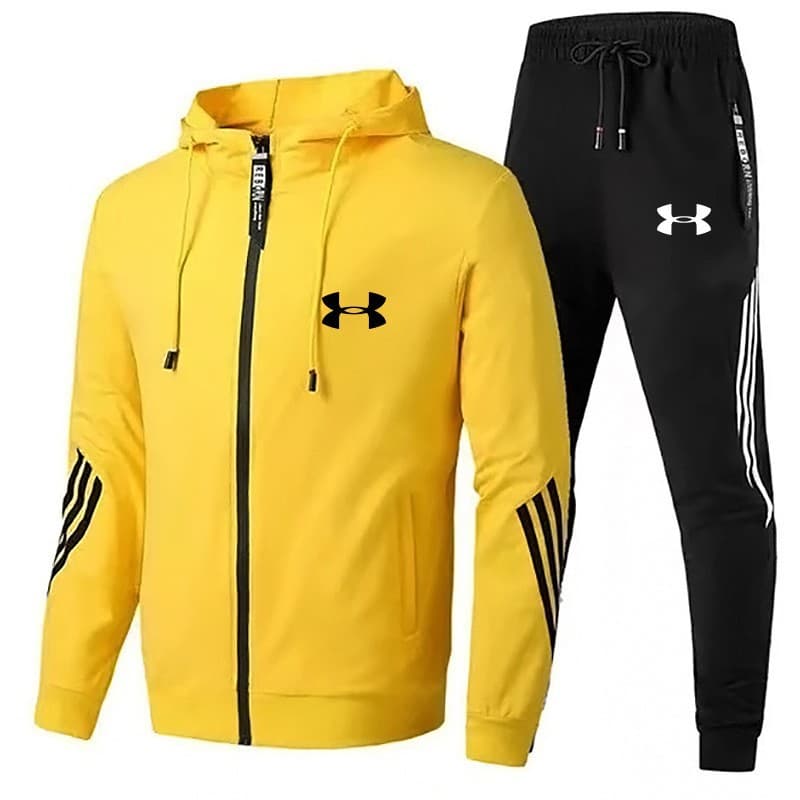 2023 printemps et automne hommes loisirs sport ensemble trois barres à capuche fermeture éclair pull pantalon à la mode ensemble de sport