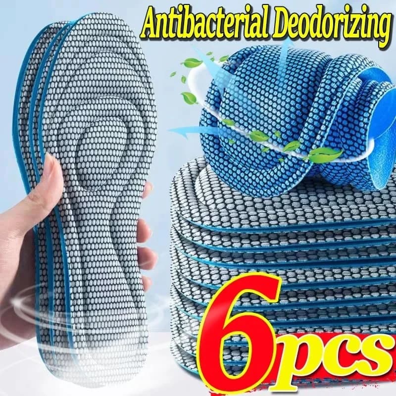 2/6Pcs Memory Foam Orthopedic Insoles For men women Shoes Antibacterial Deodorization Sweat Absorption Insert Sport