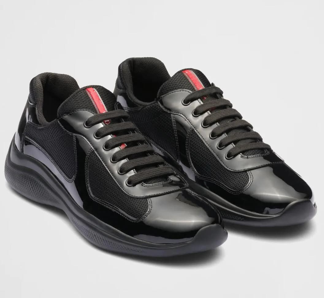 Chaussures basses en cuir style décontracté pour la maison, style America Cup Black Box P, bout rond, polyvalentes