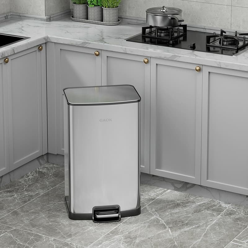 Gaok Pedal Type Stainless Steel Household Trash Can With Lid Kitchen Large Bedroom Living Room Foot