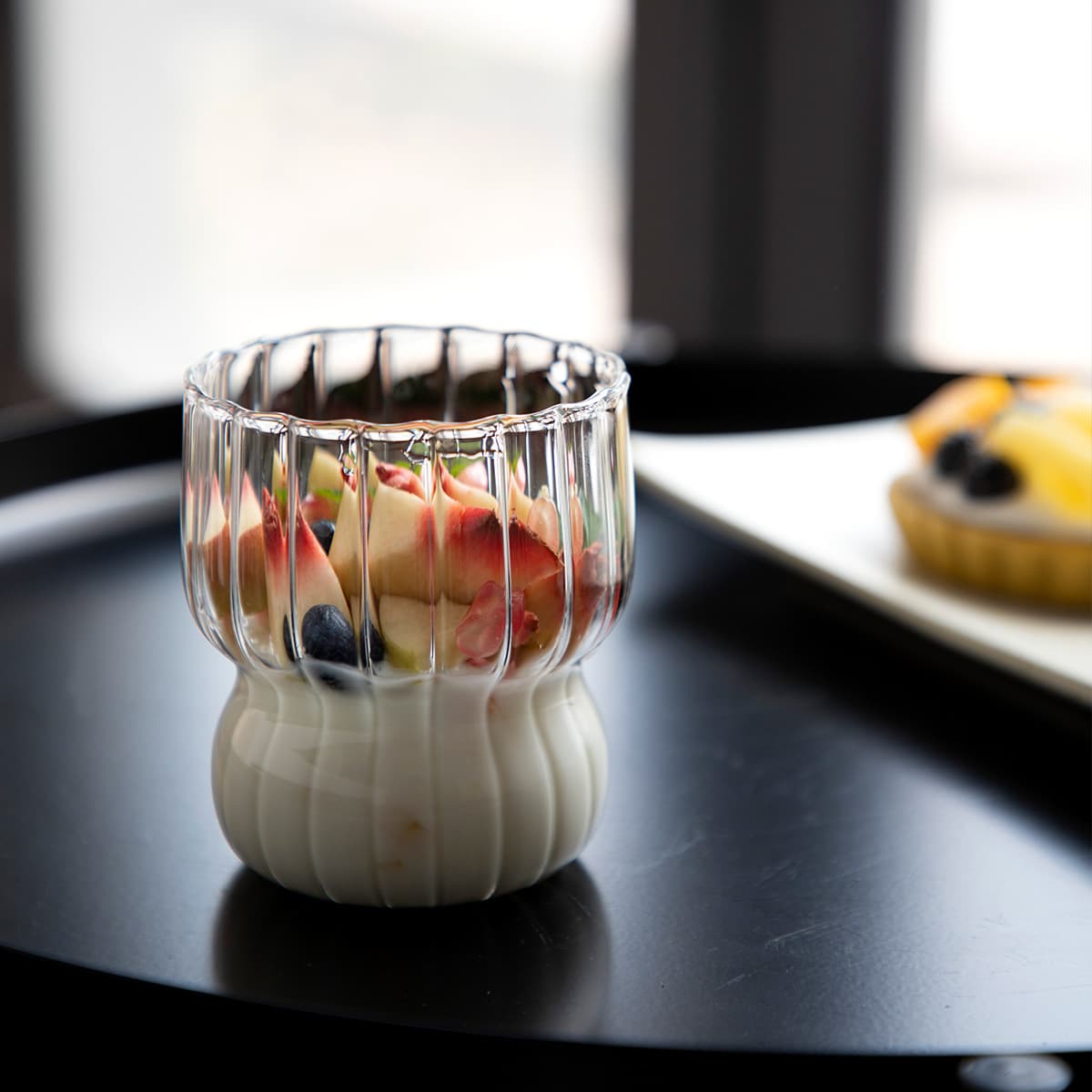 Ins Cute Style High Grade Milk Coffee Cup Juice Cup Niche Cup Striped Breakfast Cup Coffee Cold Drink Cup