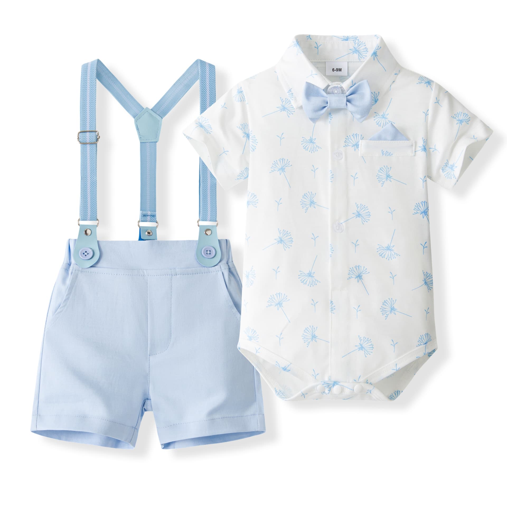 Boys' Summer New Birthday Party Dress European And American Style Baby Printed Romper Short Sleeve Strap Jumpsuit Set