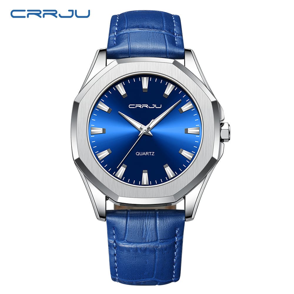 Montre unisexe ronde minimaliste étanche avec bracelet en cuir, style décontracté et professionnel, mouvement à quartz, étanchéité jusqu'à 30 mètres.