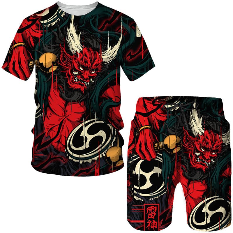 Unbeatable Quality Dongfang Longshen 3D Digital Printed T-shirt Shorts Men's Fashionable Casual Loose Quick Drying Sports Charming Set