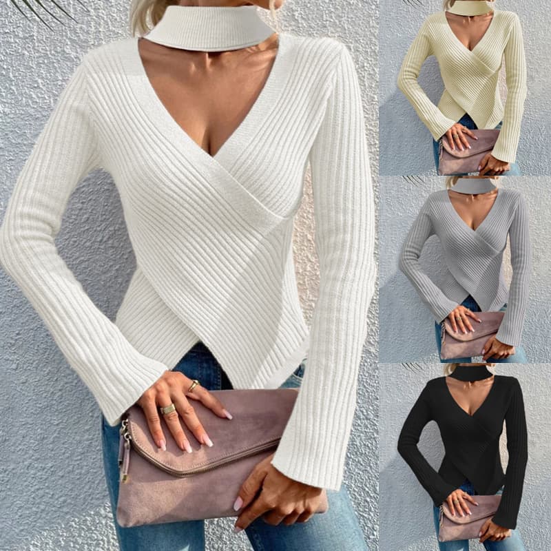 Women's Halter-neck V-neck Sweater Top Knitwear
