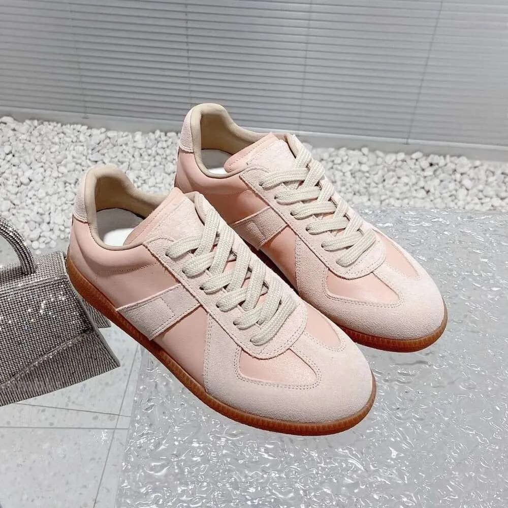 authentic Margiela In-stock Training , Genuine Leather White Men's Height-increasing Casual Sneakers, Women's Flat , Sneakers,