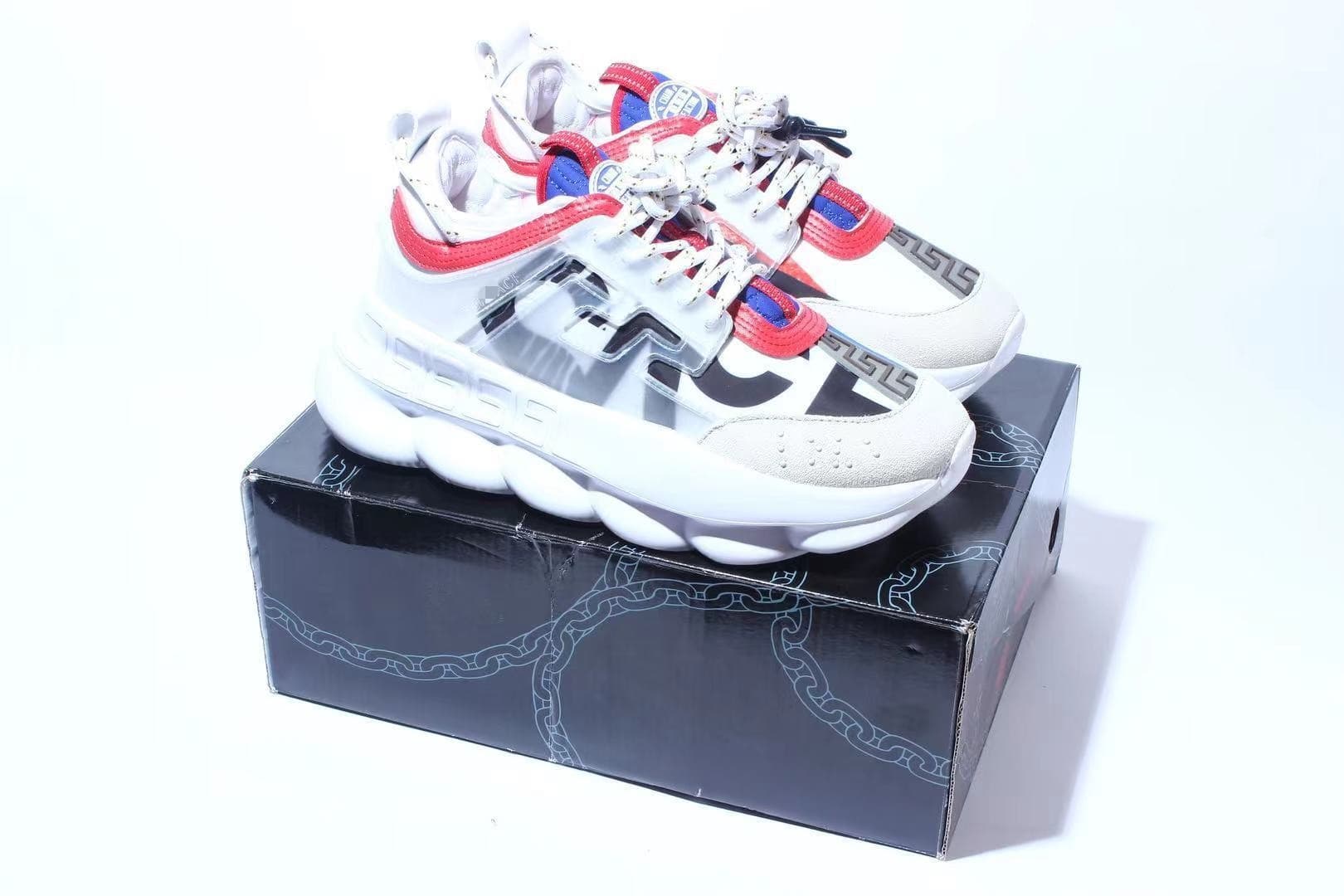 Chaussures de sport décontractées tendance Chain Reaction à tige basse, style rétro, polyvalentes, pour couples, semelle épaisse rehaussante et