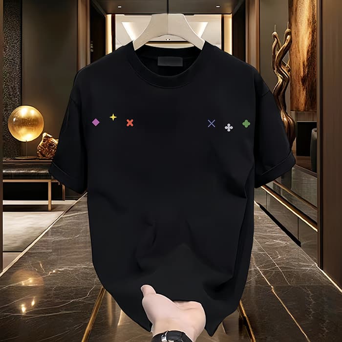 Men's Clothing Summer New Cool Short Sleeve T Shirt For Men, Versatile Loose Fit, Stylish Print, Plus Size, Crew Neck Top