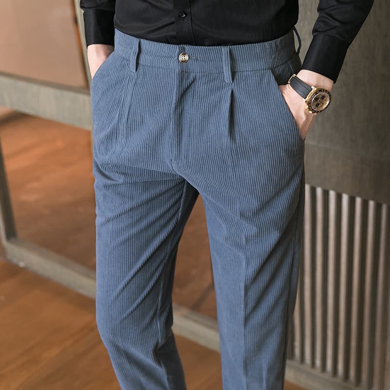 Pantalons décontractés pour hommes Automne et hiver Nouveaux pantalons en velours côtelé Pantalons de costume tendance slim
