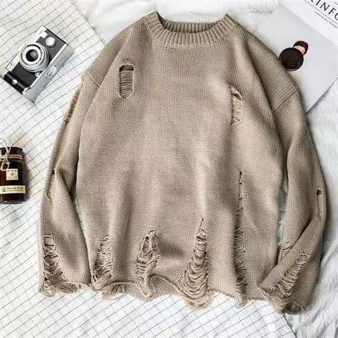 Men's Clothing style retro all-match casual solid color sweater couple coat style men's round neck sweater