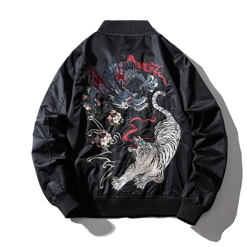 Men's Clothing Baseball Uniform For Men In Autumn And Winter Dragon Pattern Loose Bomber Jacket Trendy Street Handsome Thin Embroidered Jacket