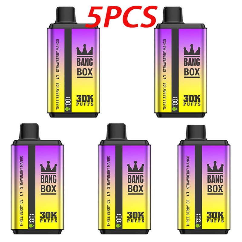 Lot de 5 vapes jetables à double saveur Bang Box 30 KPuffs, 35 ml, pré-remplies, 850 mAh, écran de type C