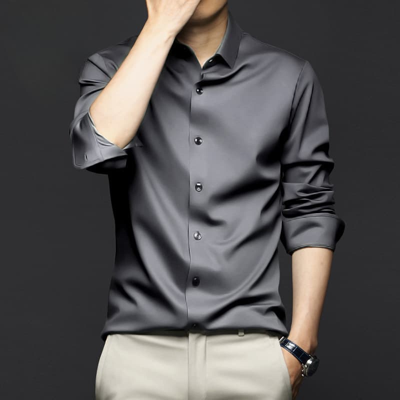 Spring And Autumn Style Men's Non-iron Long-sleeved Shirt, Comfortable And Breathable, Multi-color Optional, Non-pilling, High-grade Business Shirt