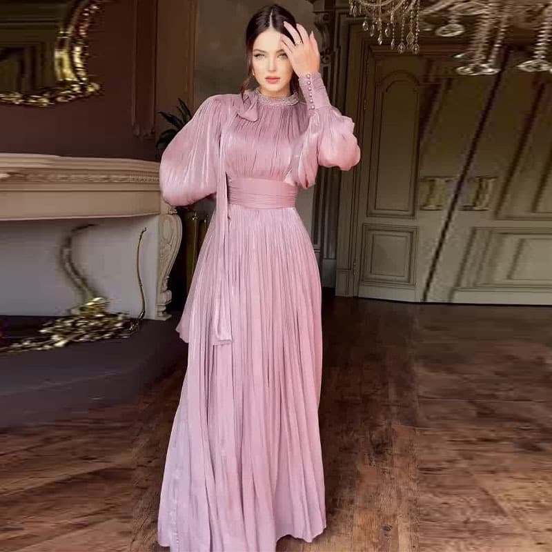 Women's Clothing autumn new women's fashion dress design waist long sleeved dress