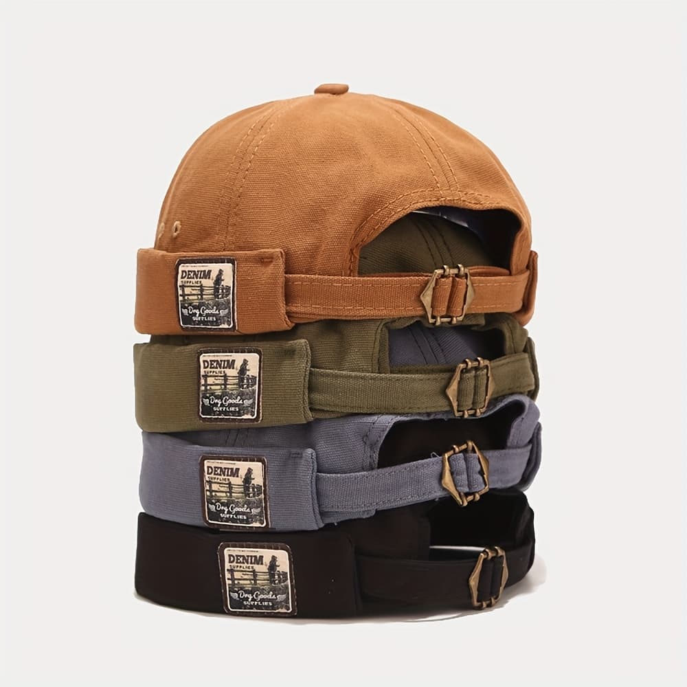 Vintage Docker Brimless Breathable Beanie Hats Cotton Retro Adjustable Sailor Cap Men's Hip Hop Hat