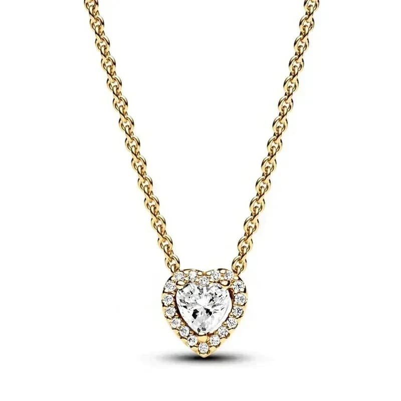 Collier en forme de cœur en argent S925 plaqué cuivre blanc de la série Love