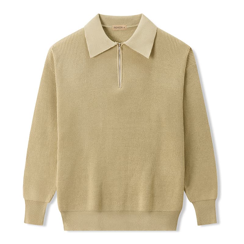 Men's Clothing Half Zipper Polo Neck Sweater Men's Pullover Sweater Trendy Simple Casual Handsome Base Sweater