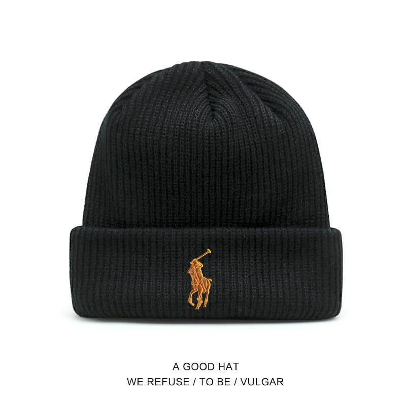 Bonnets en maille Polo pour hommes et femmes, bonnets d'automne et d'hiver, chapeaux chauds et protecteurs contre le froid, chapeaux simples et élé