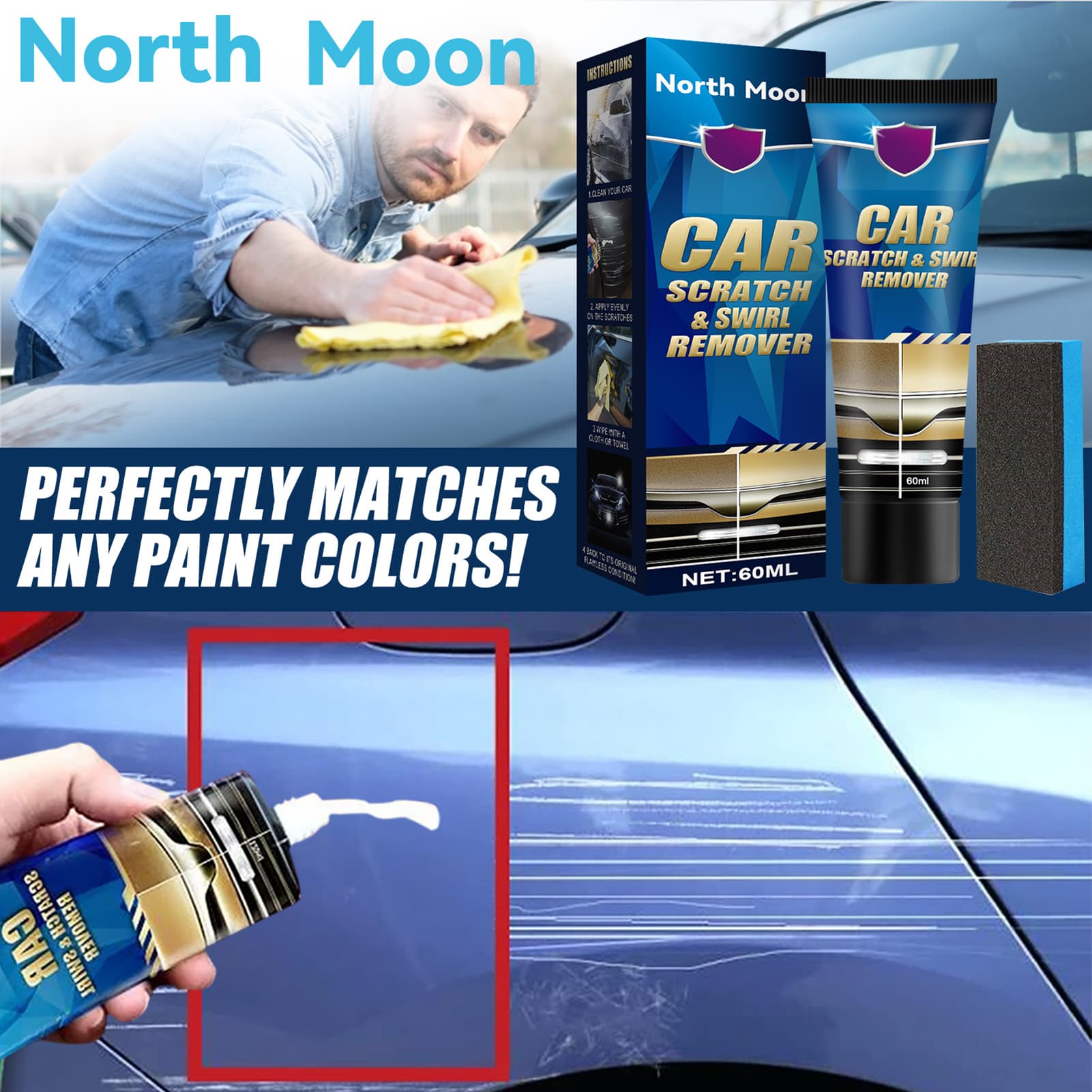 Yuanmheng 1 Set 15/60/120ml Scratches Repair Wax Powerful Cleaning Maintenance Car Scratch And Swirl Remover Scratch Repair Tool Car Accessories