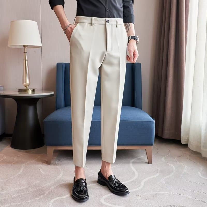 Men's Clothing Casual Nine Point Trousers Summer New Style Drop Feel Trousers Trendy Thin Straight Leg Long Trousers