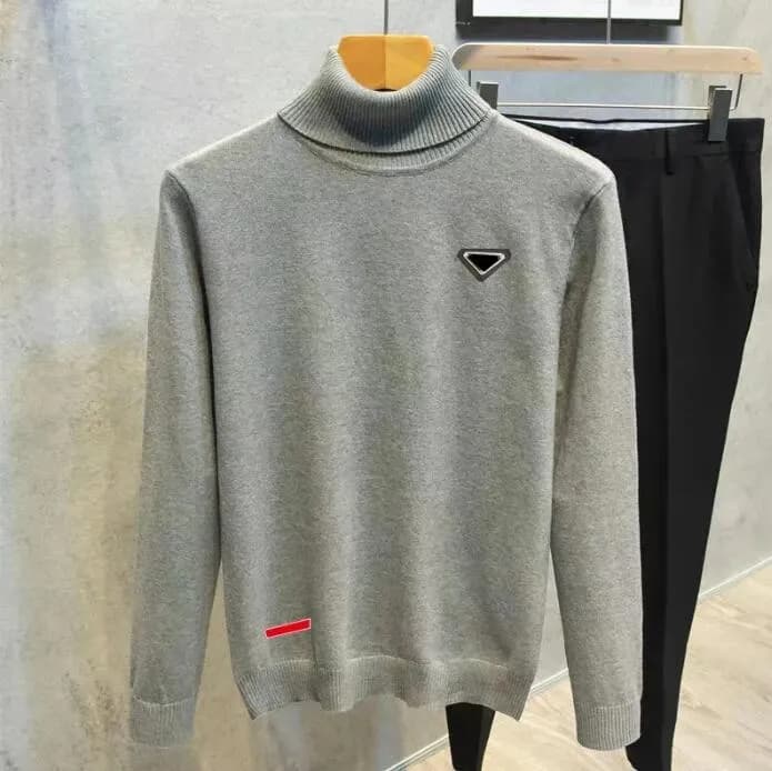 Pull col roulé à badge triangulaire pour homme et femme, pull de créateur en cachemire, couleur unie, en coton
