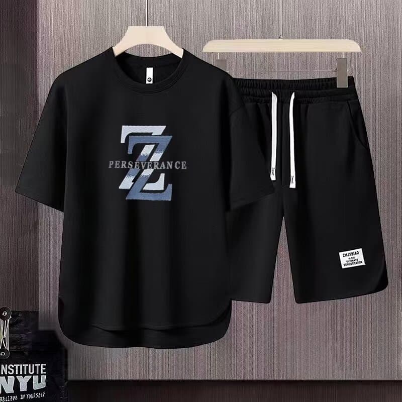 Men's Clothing 2024 Waffle Casual Summer Suit Men's Loose Teen Short sleeved T shirt Shorts Handsome Two piece Suit