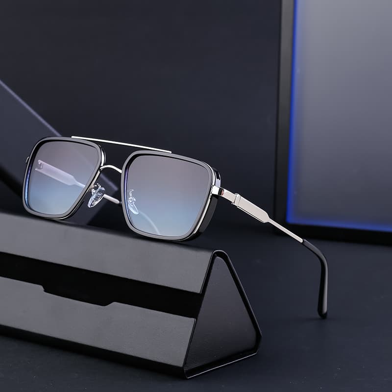 2024 New European and American Retro Punk Style Sunglasses Men's Sun Protection Square Frame Sunglasses Men's Cross-Border Wholesale Shades