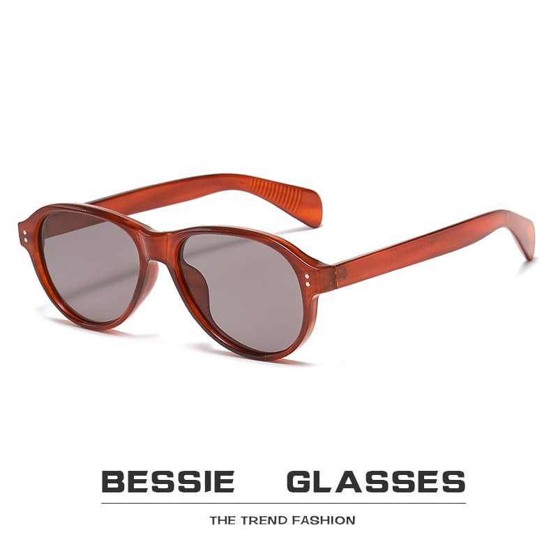European And American Retro Oval Aviator Simple Unisex Sunglasses, Trendy Hong Kong Style Glasses, Cross-border