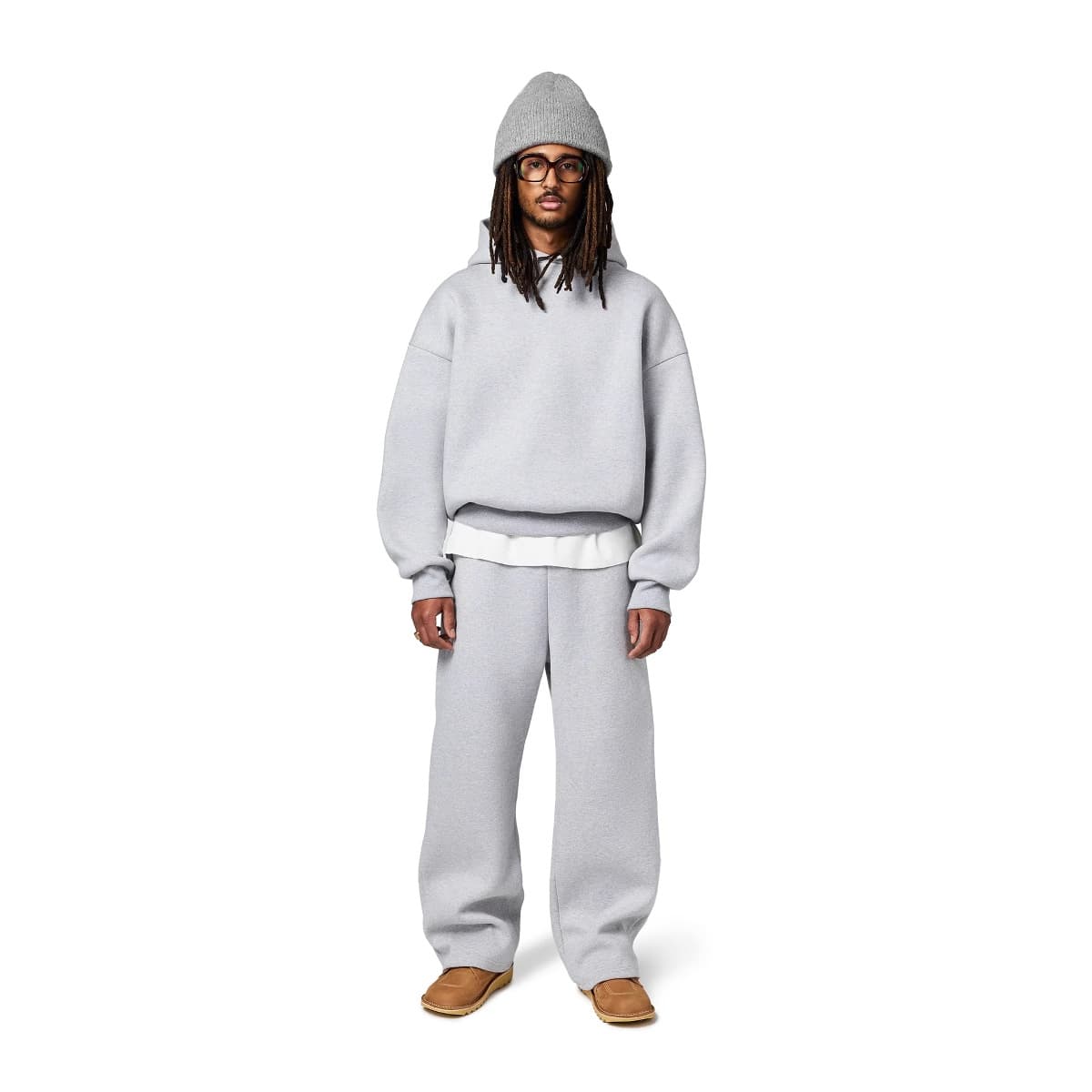 Men's Clothing Loose Suits With Dropped Shoulders, Ribbed Hem Sweatshirts, Elastic Hidden Drawstring Belts, Sweatpants
